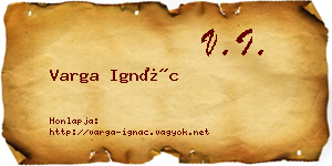 Varga Ignác névjegykártya